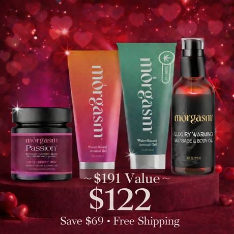 The Morgasm Ritual Set brings together four of Morgasm’s core products to create a layered intimacy experience—supporting relaxation, connection, and elevated sensation from start to finish.