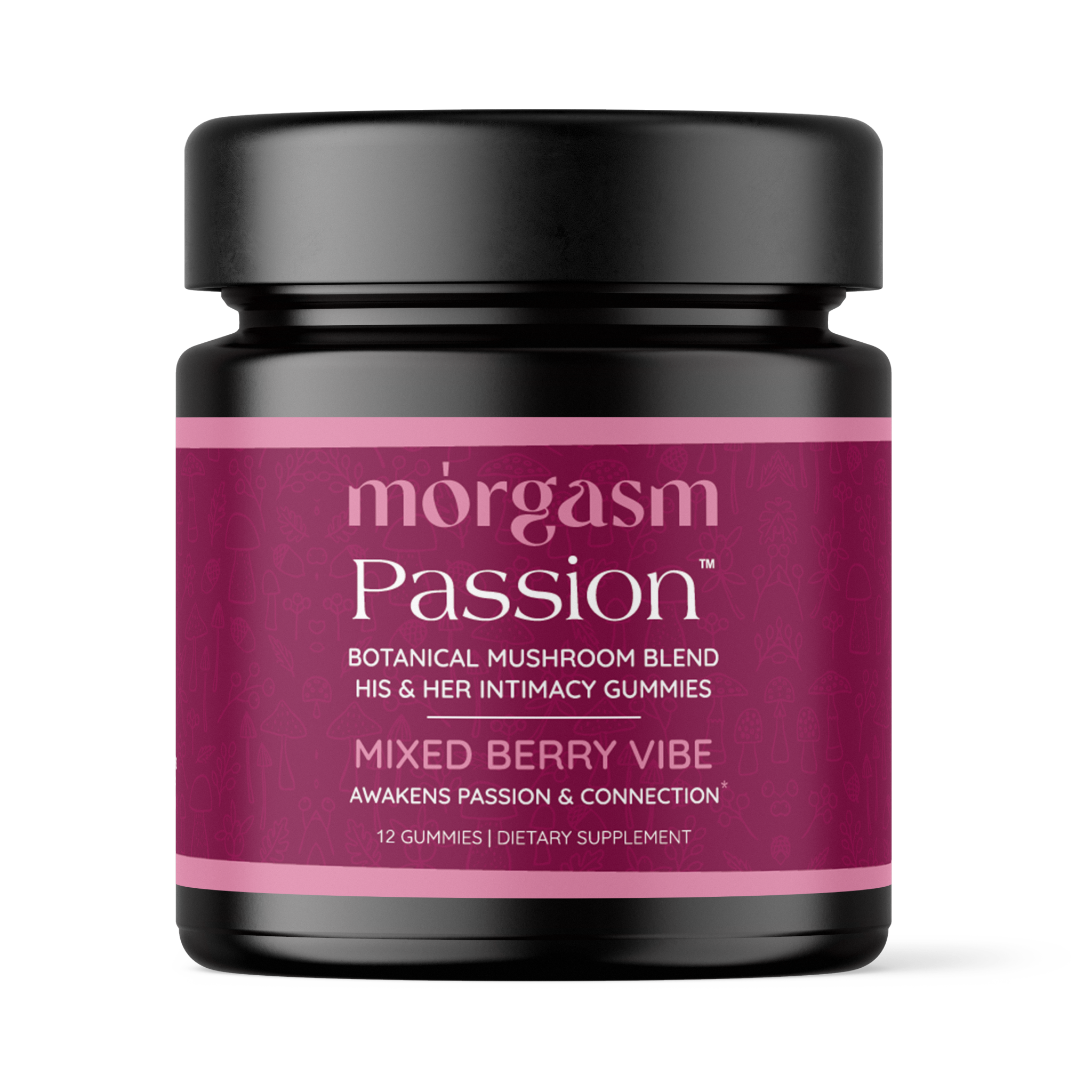 Morgasm Passion botanical intimacy gummies for couples, mixed berry flavor, 30-count jar