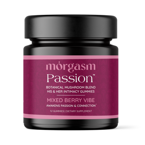 Morgasm Passion botanical intimacy gummies for couples, mixed berry flavor, 30-count jar