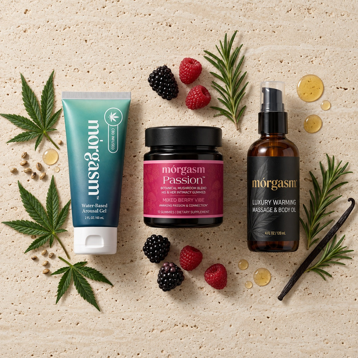 The Better Mórgasm bundle with the CBD-Infused Arousal Gel and its botanicals