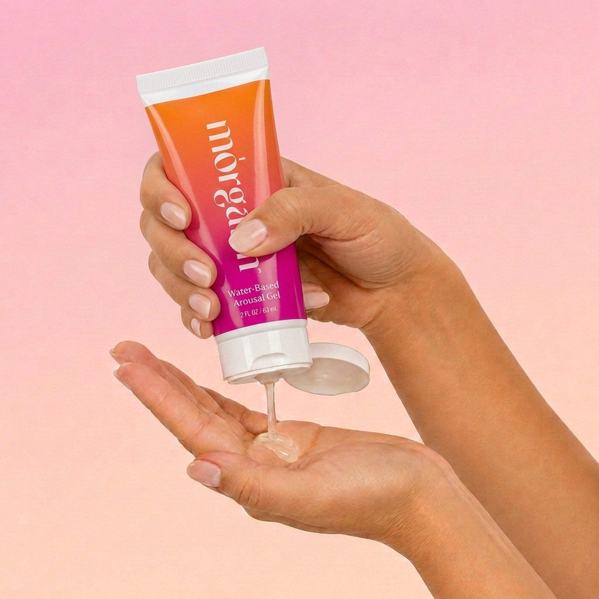 Gel dispensed into a hand