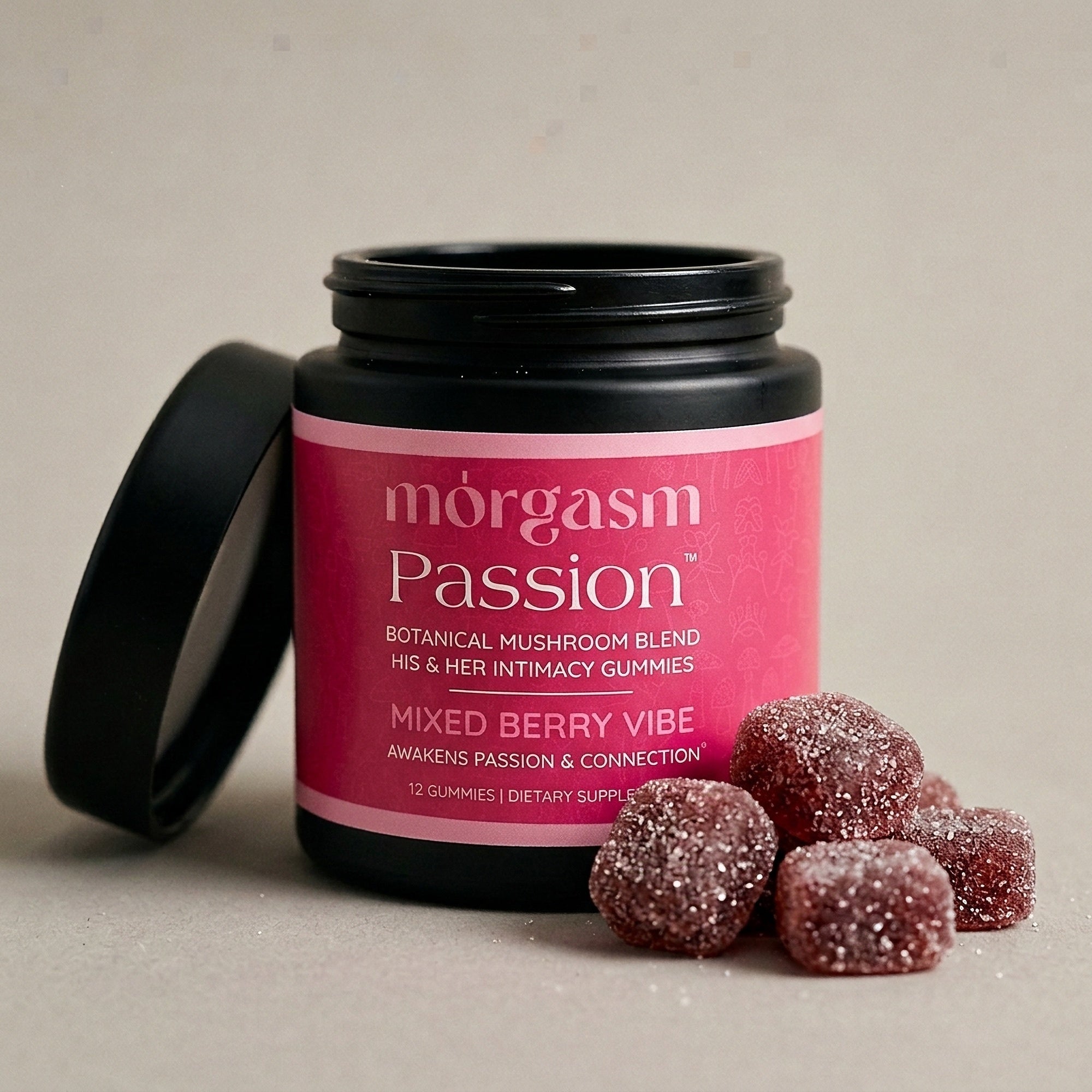 Passion jar with gummies spilling out